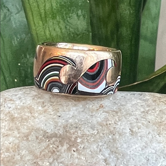 Marla Aaron Fordite 18k gold Ring - Picture 3 of 12